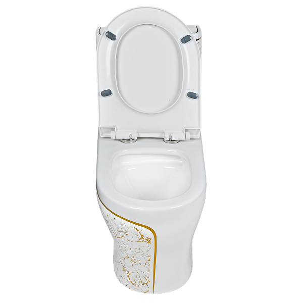 EY-9005 Унитаз -моноблок, с сиденьем термопласт с микролифтом белый/золото