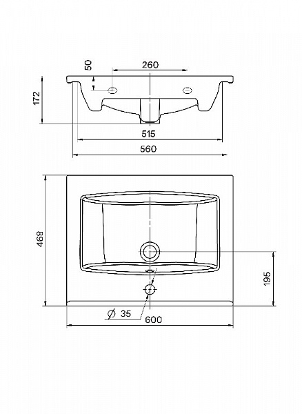 Прямоугольная раковина Santek Элина 60 1WH501606