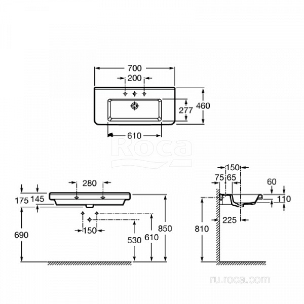 Раковина Roca Dama-N 700х46 327782000