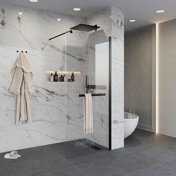 Душ. перегородка NG-681-90 BLACK (90x195), 1 место