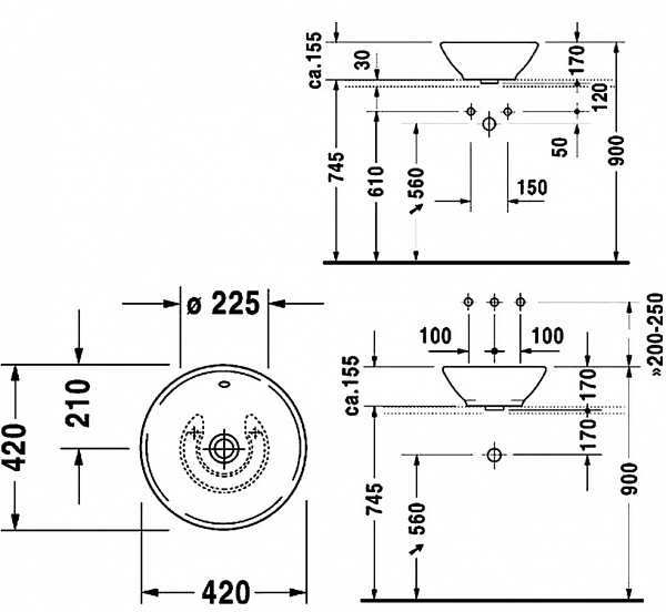 Рукомойник Duravit Bacino 0325420000