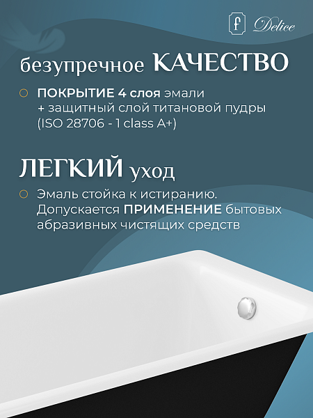 Ванна чугунная Delice Parallel 1800х800, с ручками