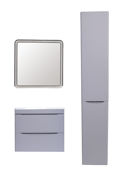 Тумба подвесная "Бергамо мини 60" (2 ящ.) Люкс антискрейтч серый, под раковину, PLUS