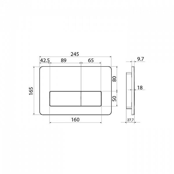 Клавиша смыва, универсальная, матовый хром, Unifix, 080, IDDIS, UNI80M0i77