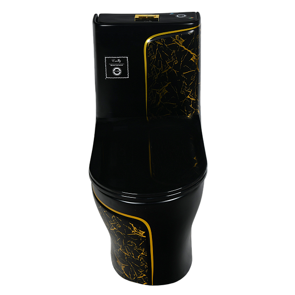 EY-9004 Унитаз -моноблок, с сиденьем термопласт с микролифтом черно-золото