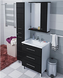 Зеркальный шкаф Омега 60, свет, черное, правое Санта 107012