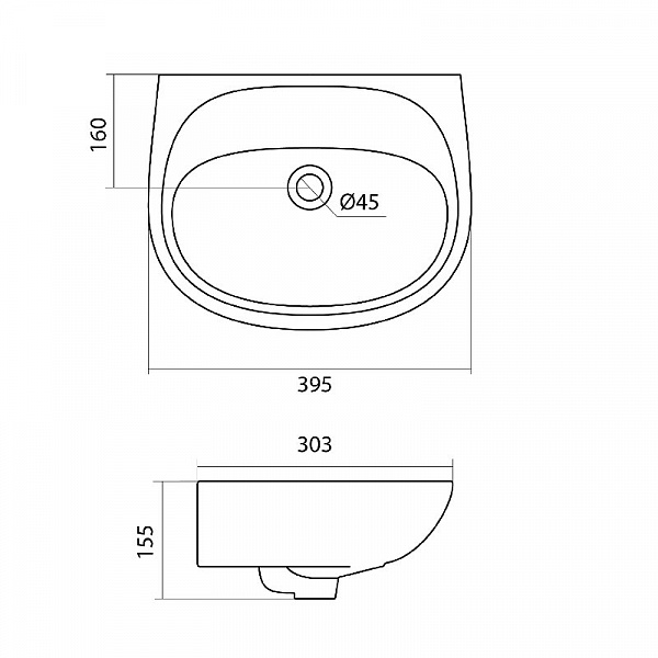 Полукруглая раковина Santek Анимо 40 без отверстия под смеситель 1WH110487