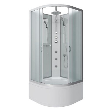 Душ.каб. NG-2307-14BKTG (800х800х2100-2400) высокий поддон(40см) стекло МАТОВОЕ 4 места