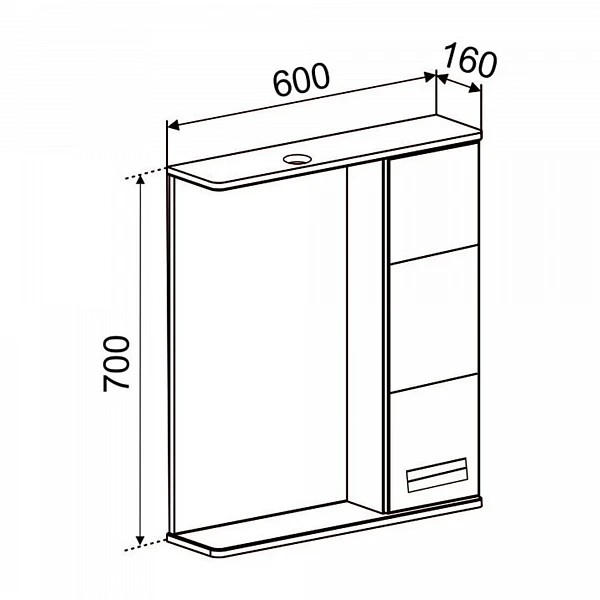 Зеркало со шкафчиком Emmy Монтана (Правое) 60х70