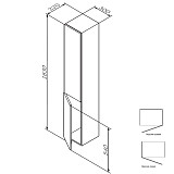 M90CHR0306WG GEM, шкаф-колонна, подвесной, правый, 30 см, двери, push-to-open, цвет: белый, глянец