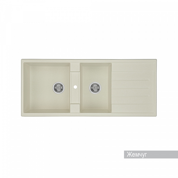 Мойка для кухни Aquaton Торина прямоугольная с крылом и дополнительной чашей жемчуг 1A712032TR240