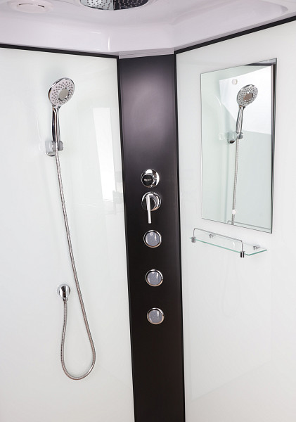 Душ.каб. NG-6703-14G (800х800х2150) средний поддон(26см) стекло ПРОЗРАЧНОЕ черные профиля 4 места