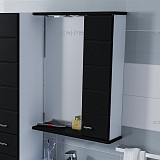 Зеркальный шкаф Омега 60, свет, черное, правое Санта 107012