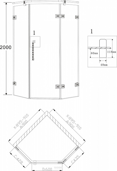 Душевой уголок Grossman ST-100BRD 100x100