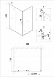 Душ.ограждение NG-62-8A-A70 (80*70*190) прямоугольник, дверь раздвижная, 2 места