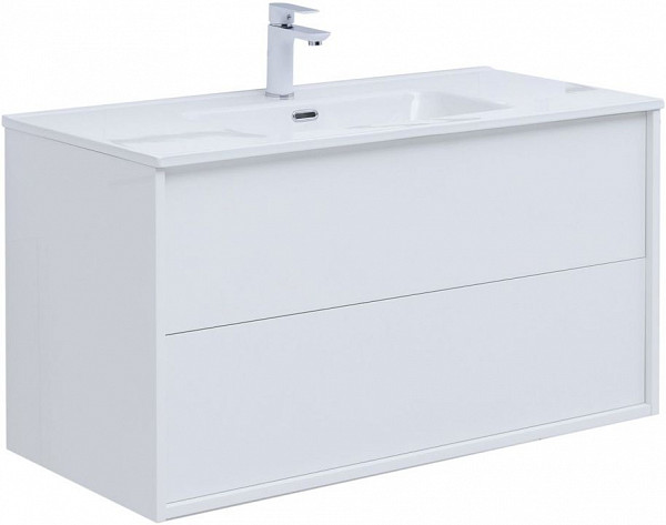 Тумба под раковину Aquanet Lino 100 (Flat) белый глянец 00287544