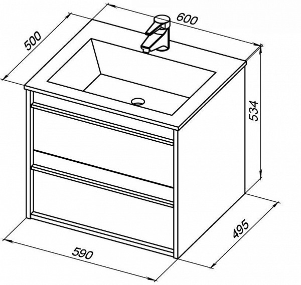 Тумба под раковину Aquanet Lino 60 белый матовый 00253901