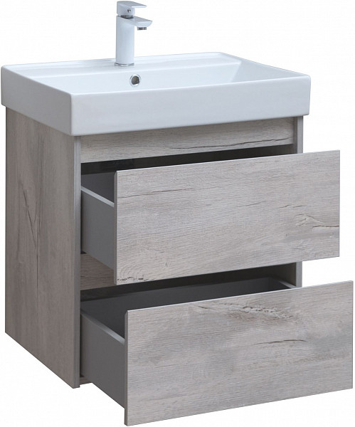 Тумба под раковину Aquanet Nova Lite 60 дуб белый (2 ящика) 00287874