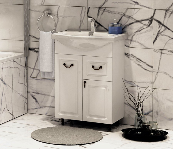 Тумба под раковину Corozo Элегия Ретро 60 белая SD-00000010