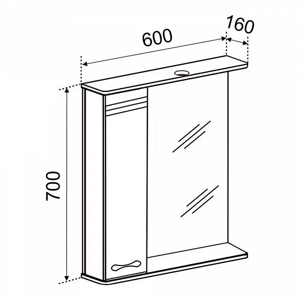 Зеркало со шкафчиком Emmy Рио (Левое) 60х70