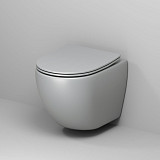 Унитаз GR-4455GLMS Color (485*365*360) СВЕТЛО-СЕРЫЙ МАТОВЫЙ подвесной БЕЗОБОДКОВЫЙ с тонкой крышкой