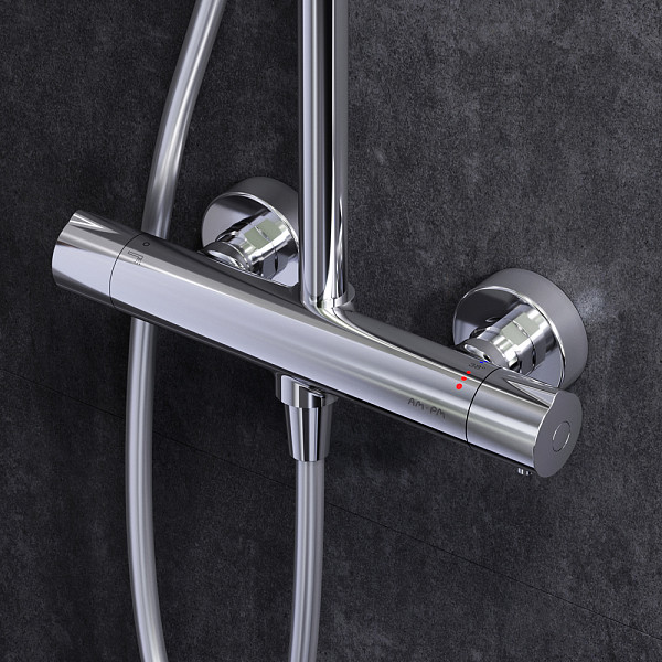 F0790410 Gem душ.система, набор: смеситель д/душа с термостатом, верхн. душ d 220 мм, ручн.душ 1 ф-ц