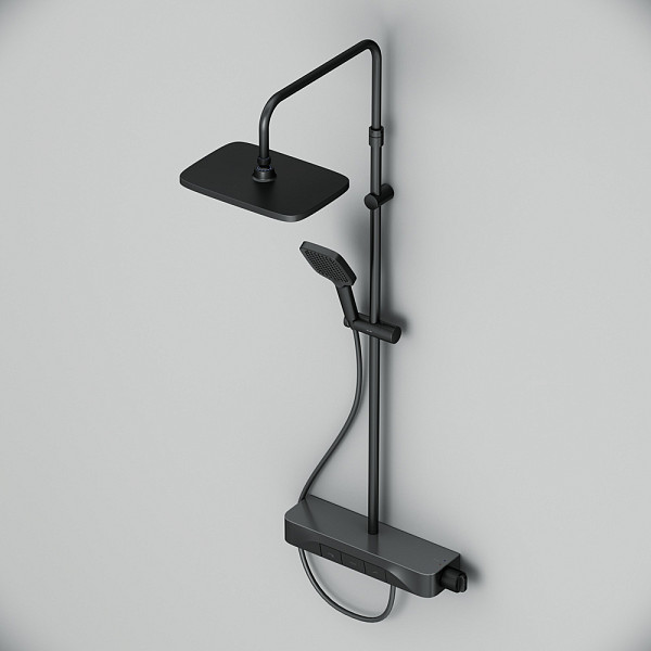 F078F722 Func, душ.система: см-ль-полка д/ванны/душа, душ.штанга, верхн. душ квадр., ручн.душ, черн.