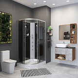 Душ.каб. NG-3512-14RBKG (1200х800х2000) низкий поддон(13см) стекло ТОНИРОВАННОЕ 3 места