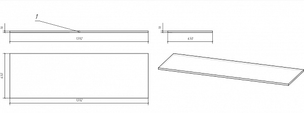 Столешница для тумбы Cersanit Moduo 140 см  SB-BL-MOD140