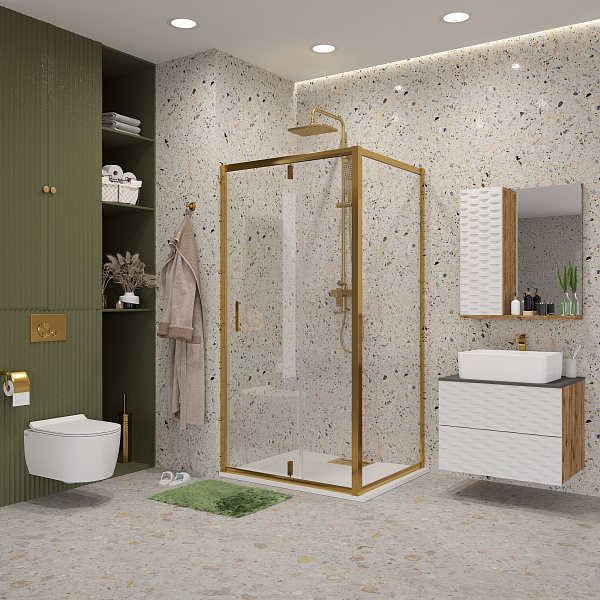 Душ.ограждение NG-43-11AG-A100G (110*100*190) прямоугольник, дверь распашная, 2 места