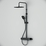 F078F222 Func, душ. система: см-ль-полка д/душа с ТМС: душ.штанга, верхн. душ квадр., ручн.душ, черн