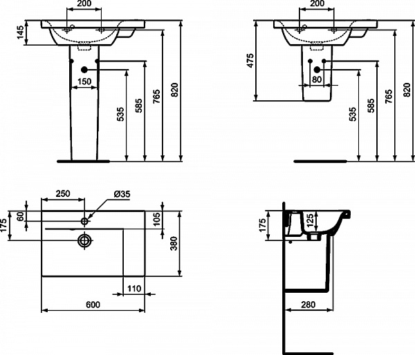 Раковина Ideal Standard Connect Space E136601