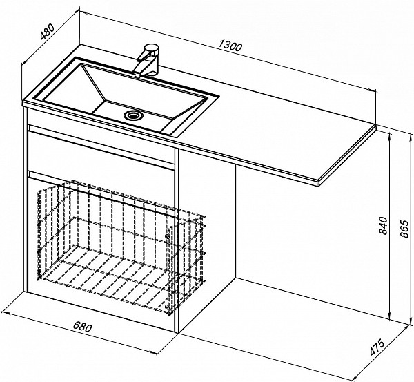 Тумба под раковину Aquanet Токио 68 белый (напольная, 1 ящик) 00239291