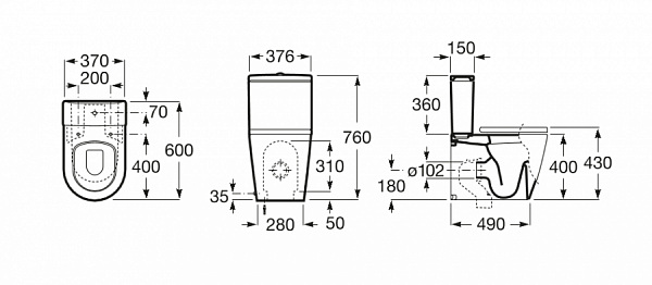 Унитаз (чаша) Roca Inspira Round напольный 342528000
