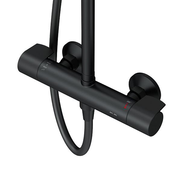 F0785A422  X-Joy, душ.система:  см-ль д/душа с ТМС, душ.штанга,верхний душ 220мм, ручн душ, черн.