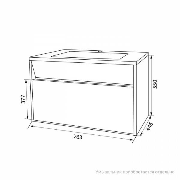 Тумба подвесная с ящиком, белая, 80 см, Esper, IDDIS, ESP80W0i95. Подходит ум. 4508000i28