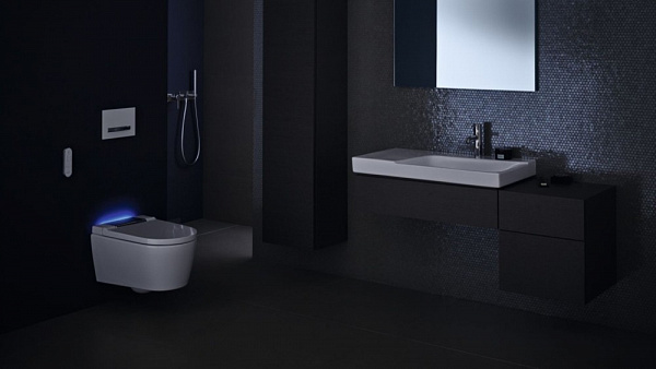 Унитаз-биде подвесной Geberit AquaClean Sela 146.224.21.1 панель хром