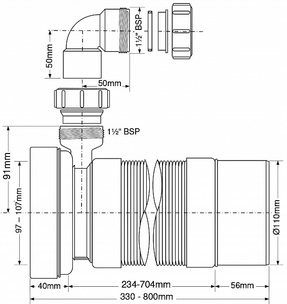 Гофра для унитаза McAlpine MRWC-F33PD