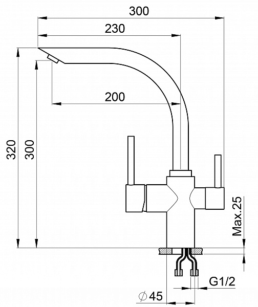 Смеситель для кухни Granula GR-2304 графит, 2304bg