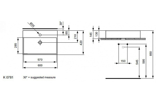 Раковина Ideal Standard Strada 60 см K078101