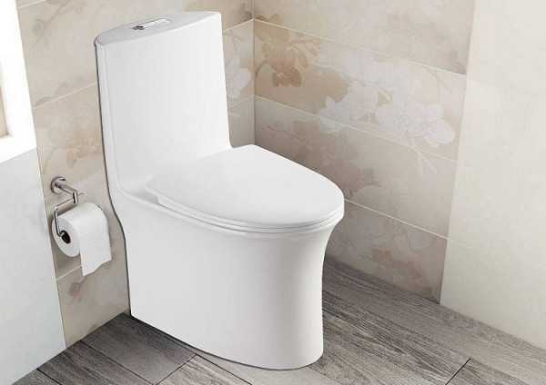 Унитаз моноблок Azario Luna напольный, горизонтальный слив, сиденье дюропласт микролифт 