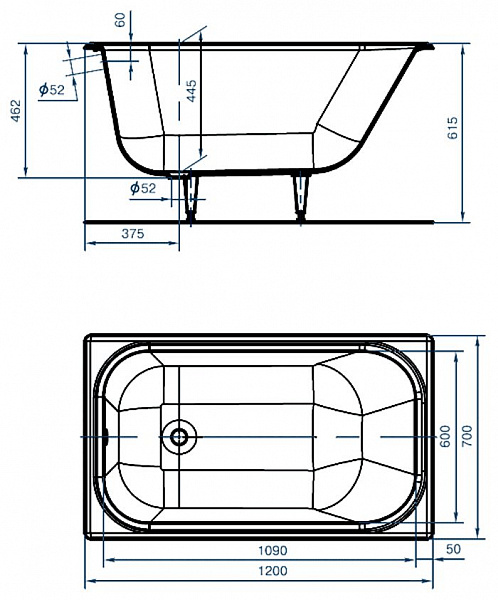 Чугунная ванна Каприз 120X70 Универсал