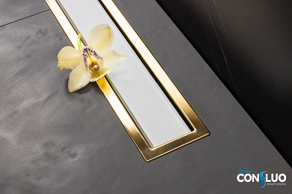 Душевой лоток Pestan Confluo Premium Line 750 White Glass Gold