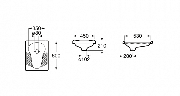 Унитаз (чаша) Roca Oriental напольный 345090001 вертикальный выпуск