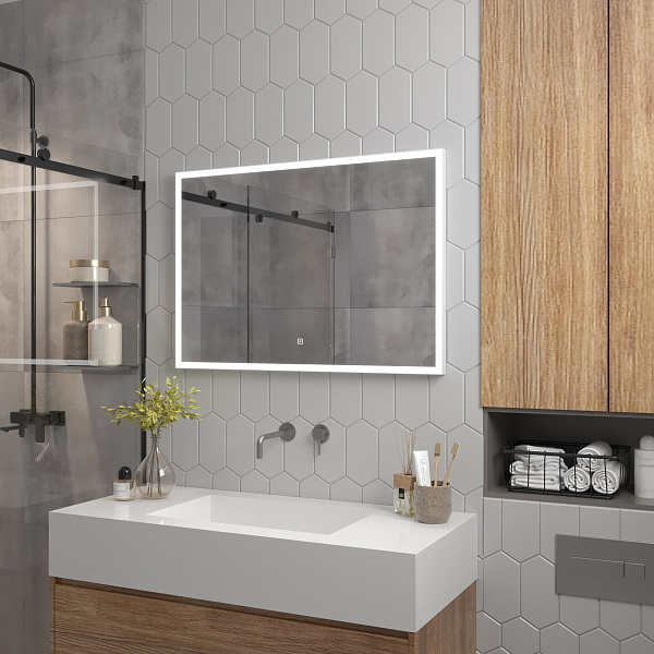 Зеркало Континент "Frame white standart" 1000x700