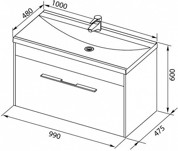 Тумба под раковину Aquanet Августа 100 белый глянец 00274142