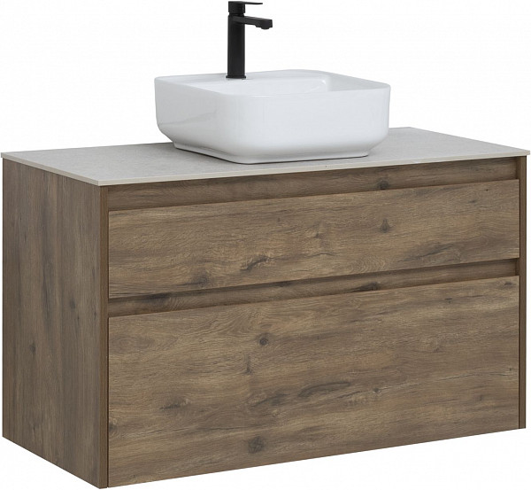 Тумба под раковину Aquanet Nova Lite 100 дуб рустикальный (2 ящика) 00249521