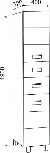 Пенал МОНТАНА 40 
2 ящика Левый