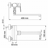 Смеситель для ванны с длинным изливом Wasserkraft Donau 5302L