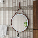 Зеркало Континент "Millenium Brown Led" D 500 на ремне из натуральной кожи коричневого цвета